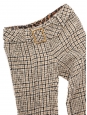 Pantalon droit ceinturé en tweed de laine crème camel et noir Prix boutique 1200€ Taille 36