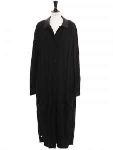 Joyce Li Black Linen Mix maxi trench coat  retail price €550 Size 38 to 40