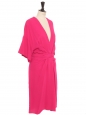 Plunging V neckline bright fuchsia pink dress Retail price €500 Size 36/38