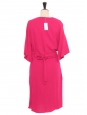 Plunging V neckline bright fuchsia pink dress Retail price €500 Size 36/38