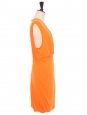Robe sans manche col rond drapé et cintrée en jersey orange vif Prix boutique 300€ Taille L