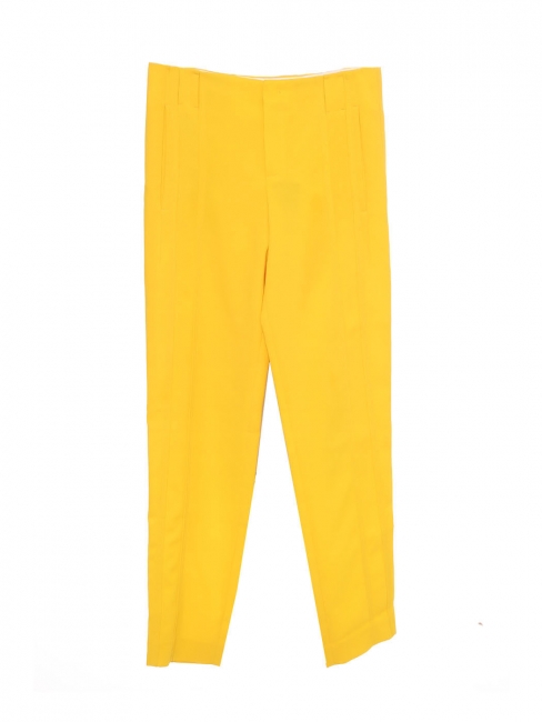 Pantalon taille basse fluide en crêpe jaune vif Prix boutique 300€ Taille 40