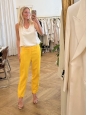 High waist bright yellow fluid crepe pants Retail price €300 Size 36/38