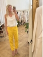 High waist bright yellow fluid crepe pants Retail price €300 Size 36/38