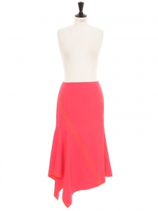 Asymmetric neon pink midi skirt with orange details Retail price 1074€ Size 34/36