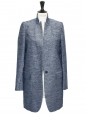 Manteau veste BRYCE bouclé en coton et soie bleu chiné Prix boutique $1,585 Taille 38
