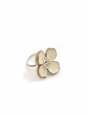 Beige enamel, beads and silver flower ring Retail price €290