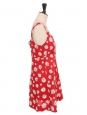 Red and white daisy flower print cotton mini dress with straps Retail Price €800 Size 40