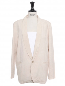 Veste blazer classique en ramie en soie blanc crème Px boutique 1200€ Taille 40