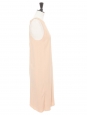 Robe mi-longue sans manches col rond en crêpe rose poudre Prix boutique 1100€ Taille 38