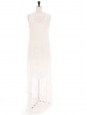 Robe de mariée longue en soie et dentelle fleurie blanc ivoire Prix boutique 4000€ Taille 38