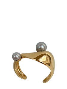 DARCEY Gold-tone brasse cuff bracelet with grey faux pearls Retail price €450