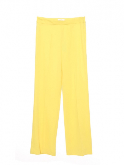 Bright yellow crepe high waist fluid pants Retail price €240 Size 40