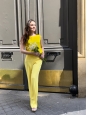 Bright yellow crepe high waist fluid pants Retail price €240 Size 38