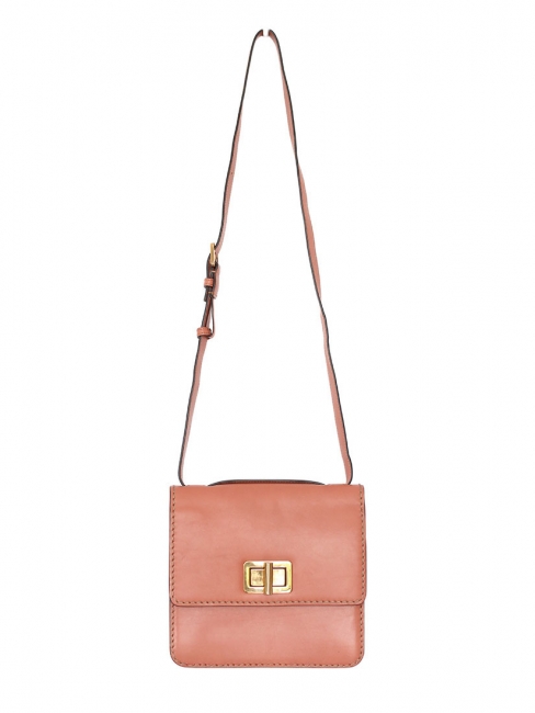 LOUISE Pink leather cross body bag with long strap Retail price €1450