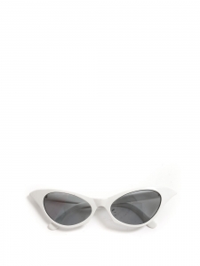 60’s style Cat eye white sunglasses with grey lens
