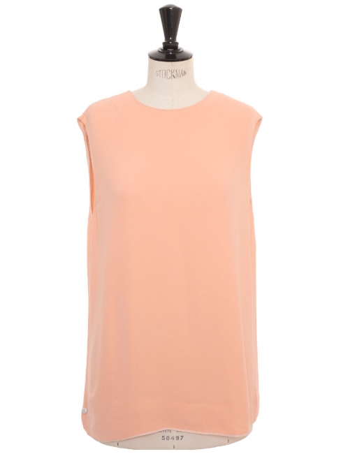Sleeveless pink orange crepe top with back opening Retail price €450 Size 38