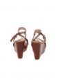 Sandales à talon compensé, plate-forme, multi-lanières et bride cheville en cuir marron Prix boutique 445€ Taille 38