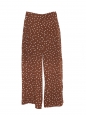 Brown and white polka dot crepe wide-leg pants Size M