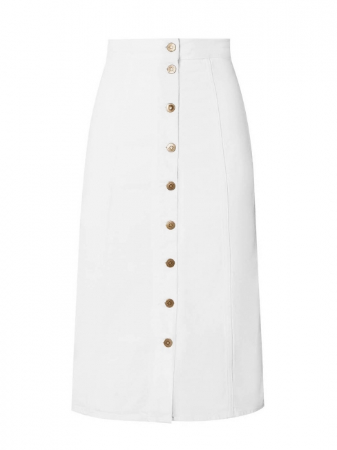 GLAMOROUS DENIM SKIRT WITH RHINESTONE FRINGE TRIM IN WHITE – Gameday  Couture | SOHO