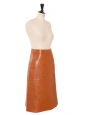 Ginger brown leather buttoned high waist midi skirt Retail price €3500 Size 38