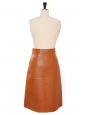 Ginger brown leather buttoned high waist midi skirt Retail price €3500 Size 38