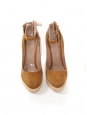 Camel brown suede leather ankle strap rubber wedge shoes Retail price €550 Size 36.5