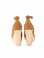 Camel brown suede leather ankle strap rubber wedge shoes Retail price €550 Size 36.5