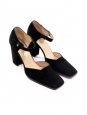 Black suede leather square toe ankle strap pumps Retail price €900 Size 37.5