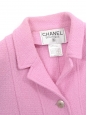 Veste de tailleur manches courtes en tweed de laine mauve rosé à boutons siglés CC argent Prix boutique 5000€ Taille 38