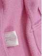 Veste de tailleur manches courtes en tweed de laine mauve rosé à boutons siglés CC argent Prix boutique 5000€ Taille 38