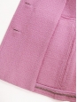 Veste de tailleur manches courtes en tweed de laine mauve rosé à boutons siglés CC argent Prix boutique 5000€ Taille 38