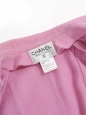 Veste de tailleur manches courtes en tweed de laine mauve rosé à boutons siglés CC argent Prix boutique 5000€ Taille 38