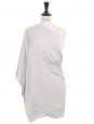 Pearl grey silk draped one shoulder cocktail mini dress Retail price €6000 Size 34
