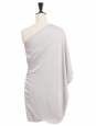 Pearl grey silk draped one shoulder cocktail mini dress Retail price €6000 Size 34