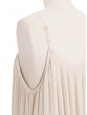 Finely pleated charleston ivory beige dress with thin straps and ruffles Retail price 1500€ Size 38