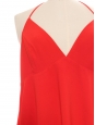 Bright red crepe plunging neckline halter neck dress with open back Retail price $595 Size 36