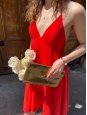 Bright red crepe plunging neckline halter neck dress with open back Retail price $595 Size 36