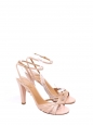 Beige pink leather ankle strap heel sandals Size 40,5