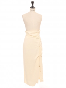 Malorie cream white georgette midi length skirt with vent Retail price $485 Size XS