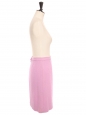 Mauve pink wool tweed high waist A-line midi skirt Retail price €3800 Size 36