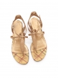 Sandales plates en cuir bronze doré à bride cheville Prix boutique 600€ Taille 37