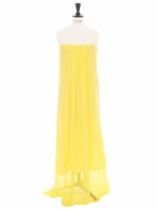 Robe bustier longue en mousseline de soie jaune citron Px boutique 680€ Taille 34