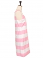 Large strap round neckline white and pink striped cotton dress Retail price €420 Size 38