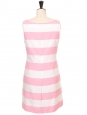 Robe à bretelles larges décolleté rond en coton à rayures rose et blanc Prix boutique 420€ Taille 38