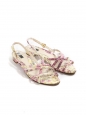 Light yellow and pink flower print patent leather flat sandals Retail price €350 Size 37.5