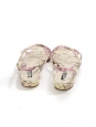 Sandales plates en cuir verni fleuri rose et jaune pastel Prix boutique 350€ Taille 37,5