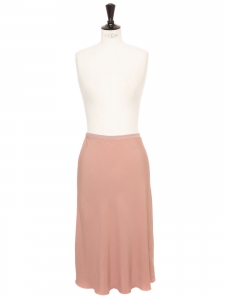 Old pink satin high waist midi length skirt Size 34