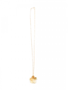 Gold plated flower pendant necklace with gold chain