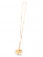 Collier sautoir avec pendentif médaille fleurs plaqué or